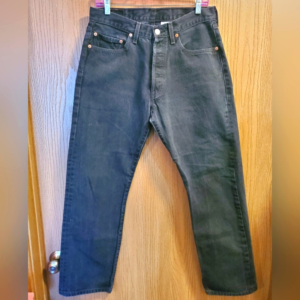 Levi's 501 Black Button Jeans size 33W x 34L
